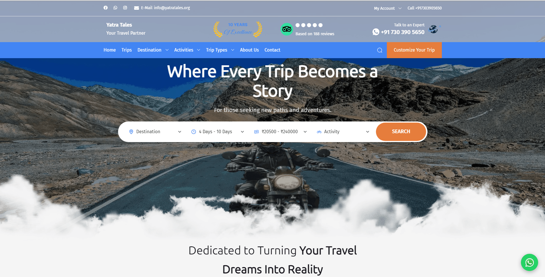 Travel Blog Website Design Portfolio