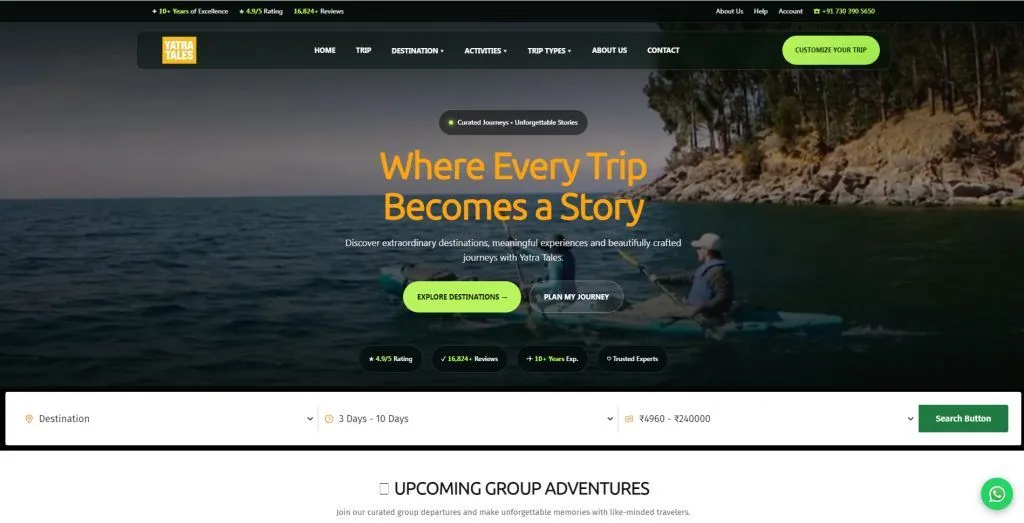 Travel Blog Website Design Portfolio